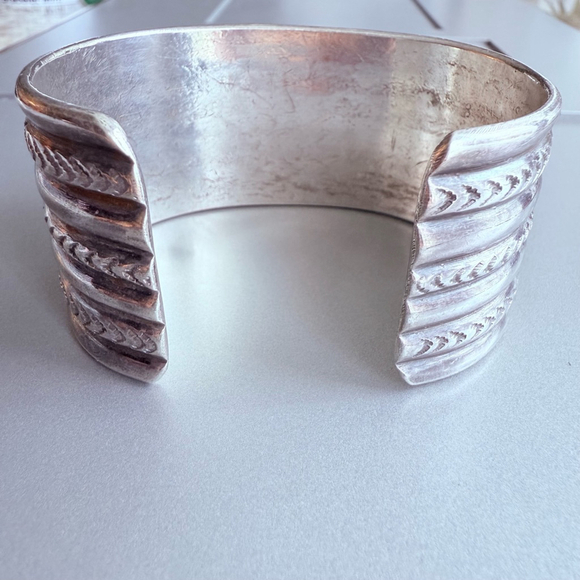 Native American Navajo BIG Handmade 7 Row Wide Arrow Sterling Silv Cuff Bracelet - Picture 6 of 12